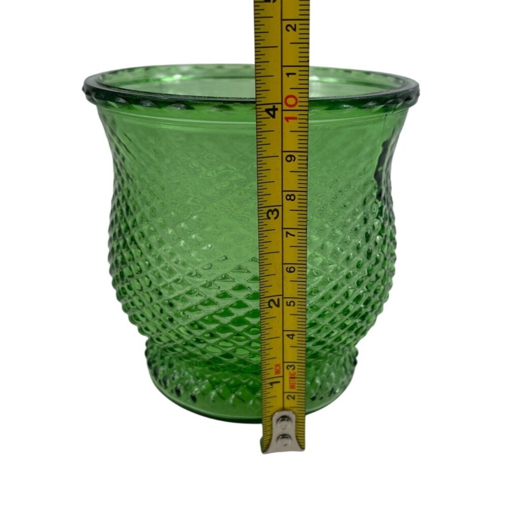EO Brody Co 4" High Green Glass Vase Diamond Pattern - Picture 9 of 11